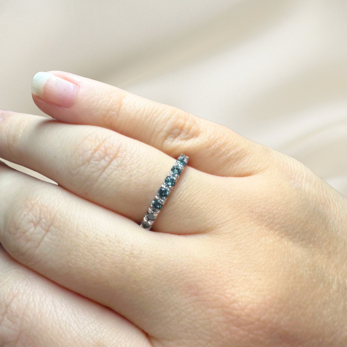 Blue Diamonds Half Eternity Ring