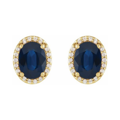 Oval Sapphire Halo Earrings